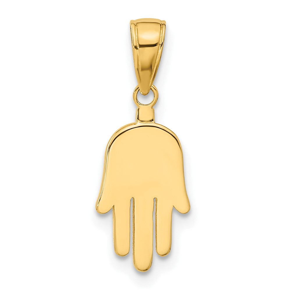 10k Yellow Gold 9 mm Large Solid Hamsa Pendant (0.98 grams)