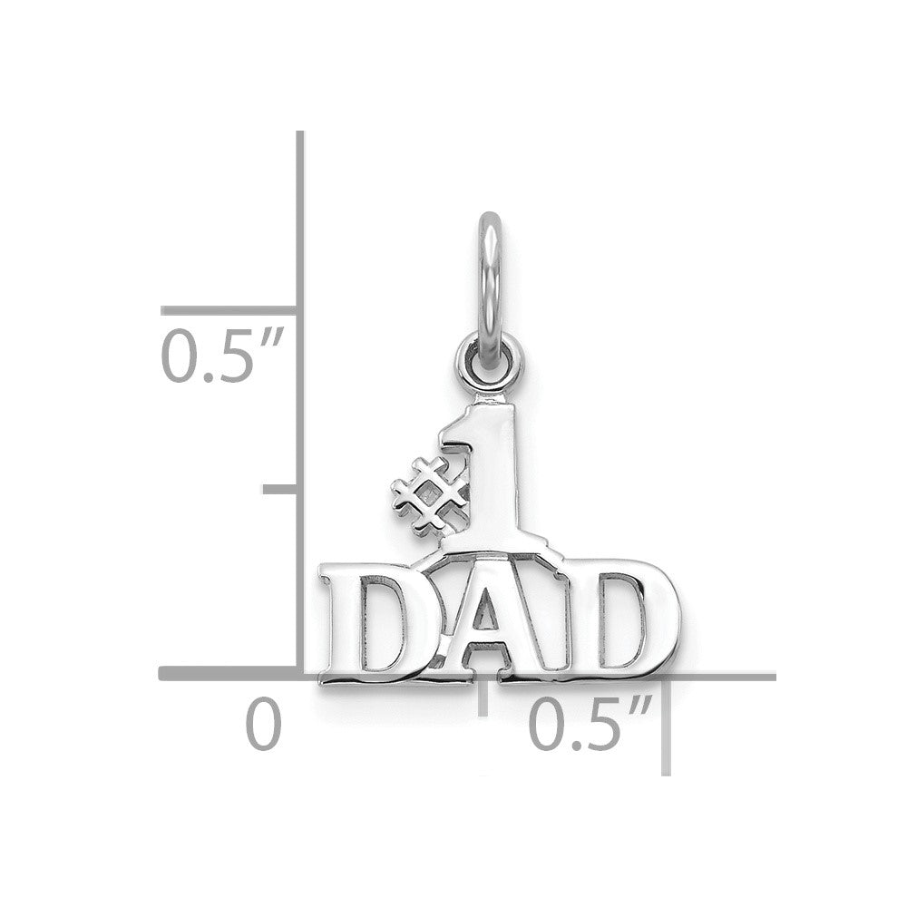 10k White Gold 13 mm #1 Dad Charm (0.47 grams)