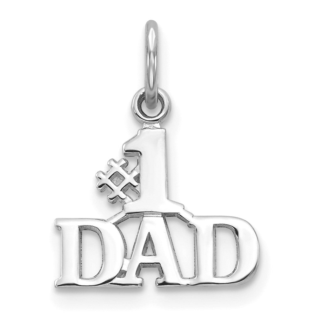 10k White Gold 13 mm #1 Dad Charm (0.47 grams)