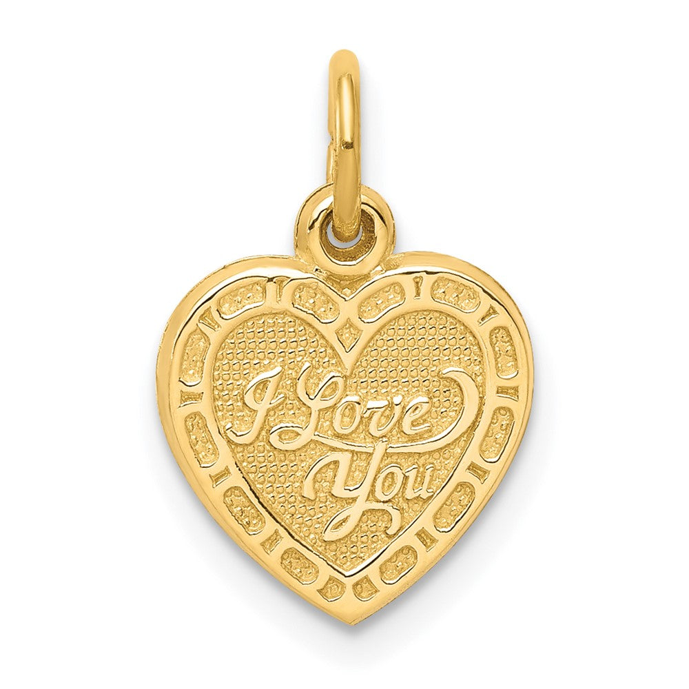 10k Yellow Gold 10 mm I LOVE YOU Heart Charm (0.75 grams)