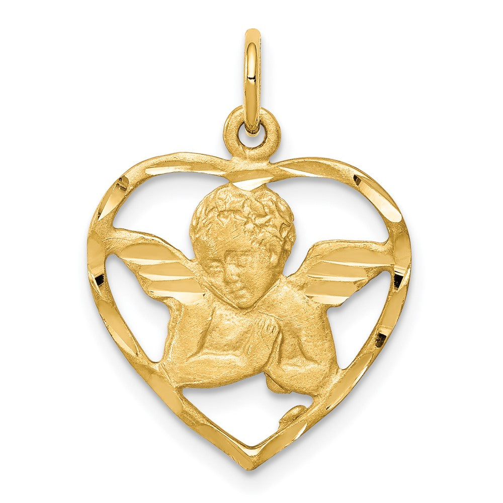10k Yellow Gold 21 mm Angel Heart Charm (1.13 grams)
