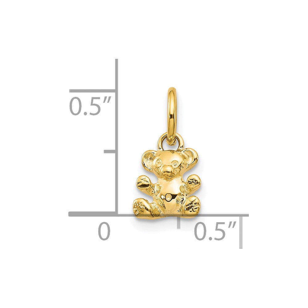 10k Yellow Gold 7 mm 3D Teddy Bear Charm (0.5 grams)