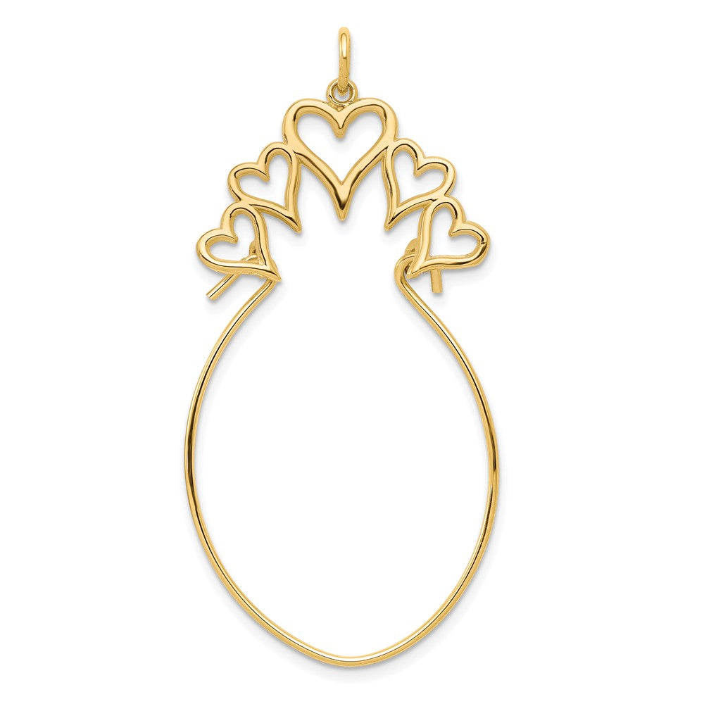 10k Yellow Gold 25 mm 5 Hearts Charm Holder