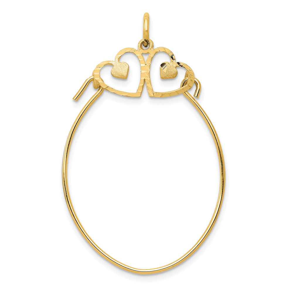 10k Yellow Gold 26 mm Double Heart Charm Holder