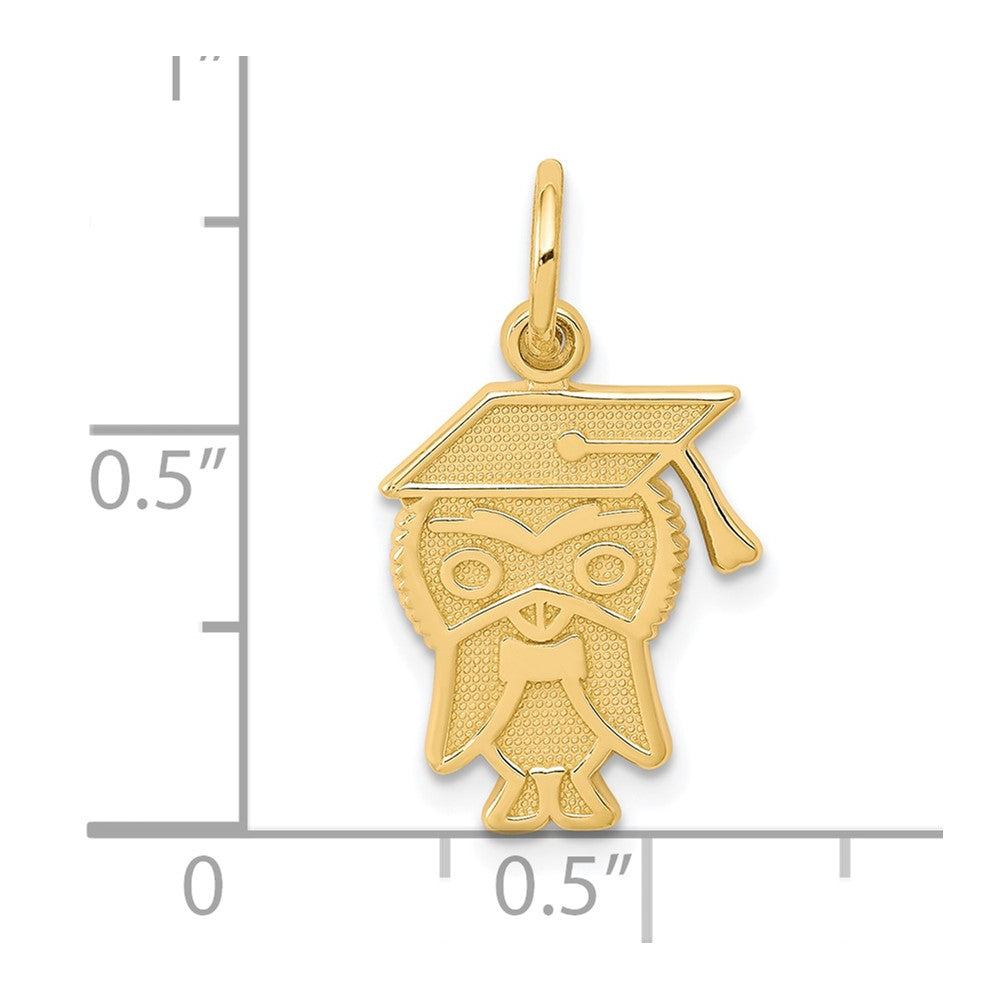 10k Yellow Gold 11 mm Graduation Owl Charm (0.99 grams)