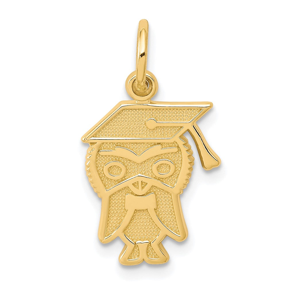 10k Yellow Gold 11 mm Graduation Owl Charm (0.99 grams)