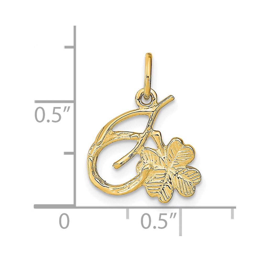10k Yellow Gold 19 mm Solid Horseshoe Wishbone and Shamrock Charm (1.01 grams)