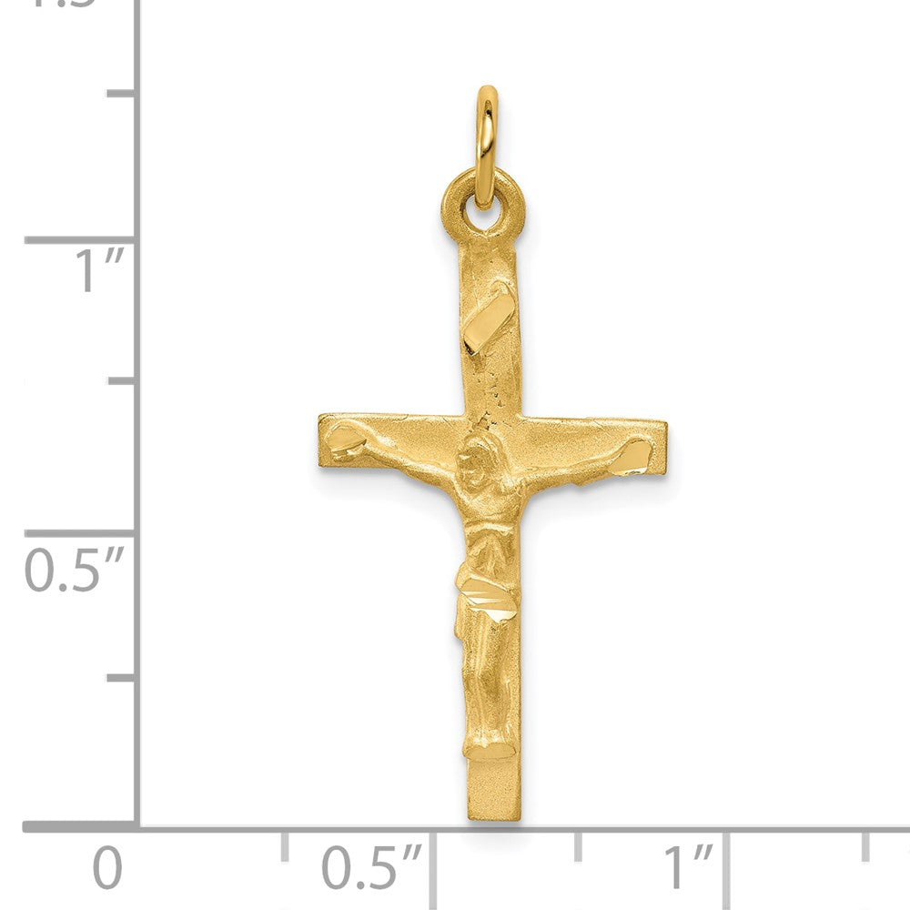10k Yellow Gold 16 mm Solid Polished Jesus Crucifix Pendant (1.21 grams)