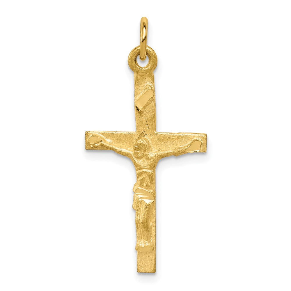 10k Yellow Gold 16 mm Solid Polished Jesus Crucifix Pendant (1.21 grams)