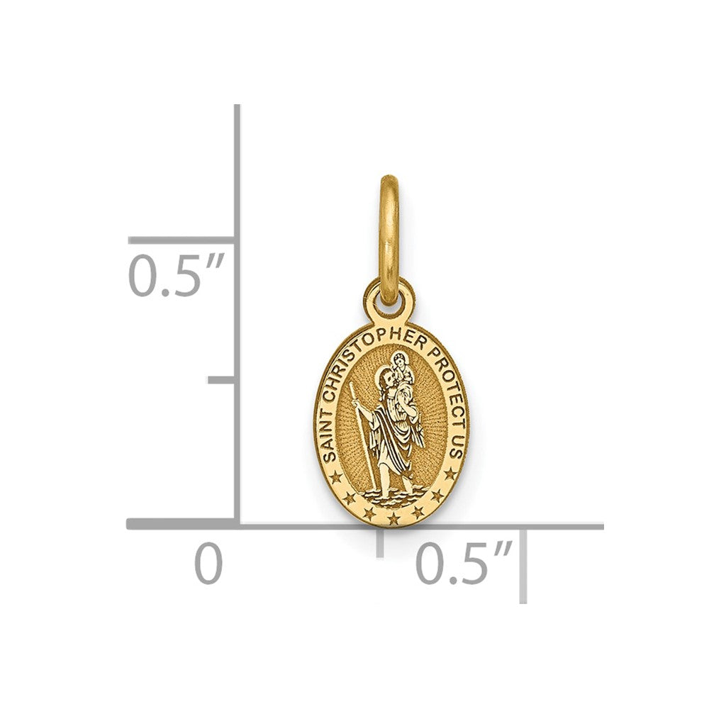 10k Yellow Gold 6 mm Solid Satin Polished St. Christopher Pendant (0.53 grams)