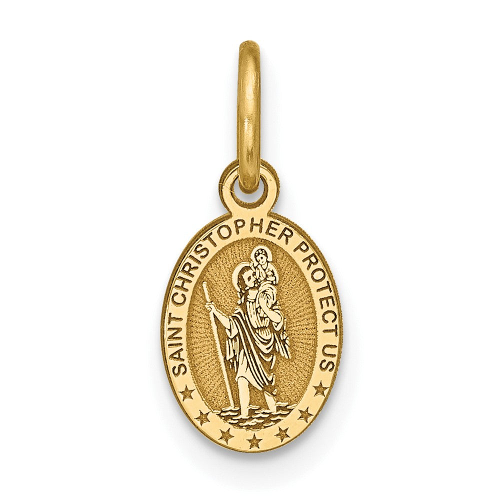 10k Yellow Gold 6 mm Solid Satin Polished St. Christopher Pendant (0.53 grams)