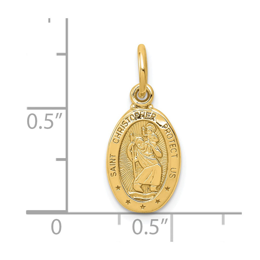 10k Yellow Gold 9 mm Solid Satin Polished St. Christopher Pendant (0.66 grams)