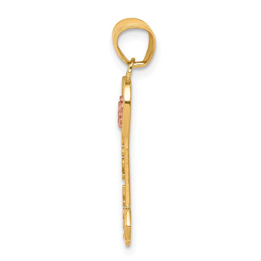 10k Two-tone 10 mm I Love You Key Charm (0.61 grams)