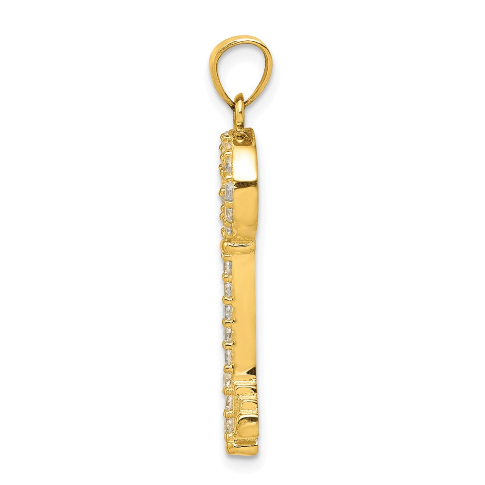 10k Yellow Gold 10 mm CZ Cubic Zirconia Key Pendant (1.11 grams)