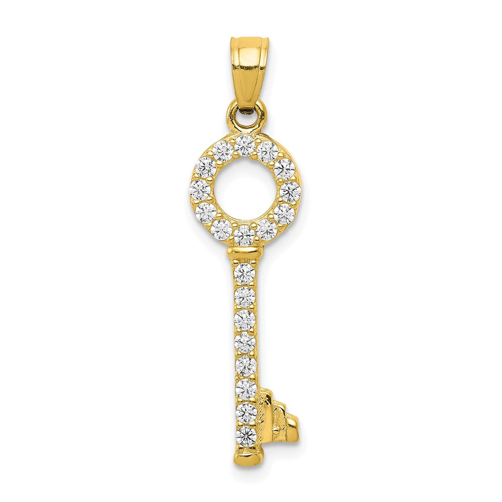 10k Yellow Gold 10 mm CZ Cubic Zirconia Key Pendant (1.11 grams)