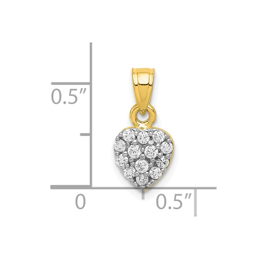 10k Yellow Gold 6 mm CZ Cubic Zirconia Cluster Heart Charm (0.61 grams)