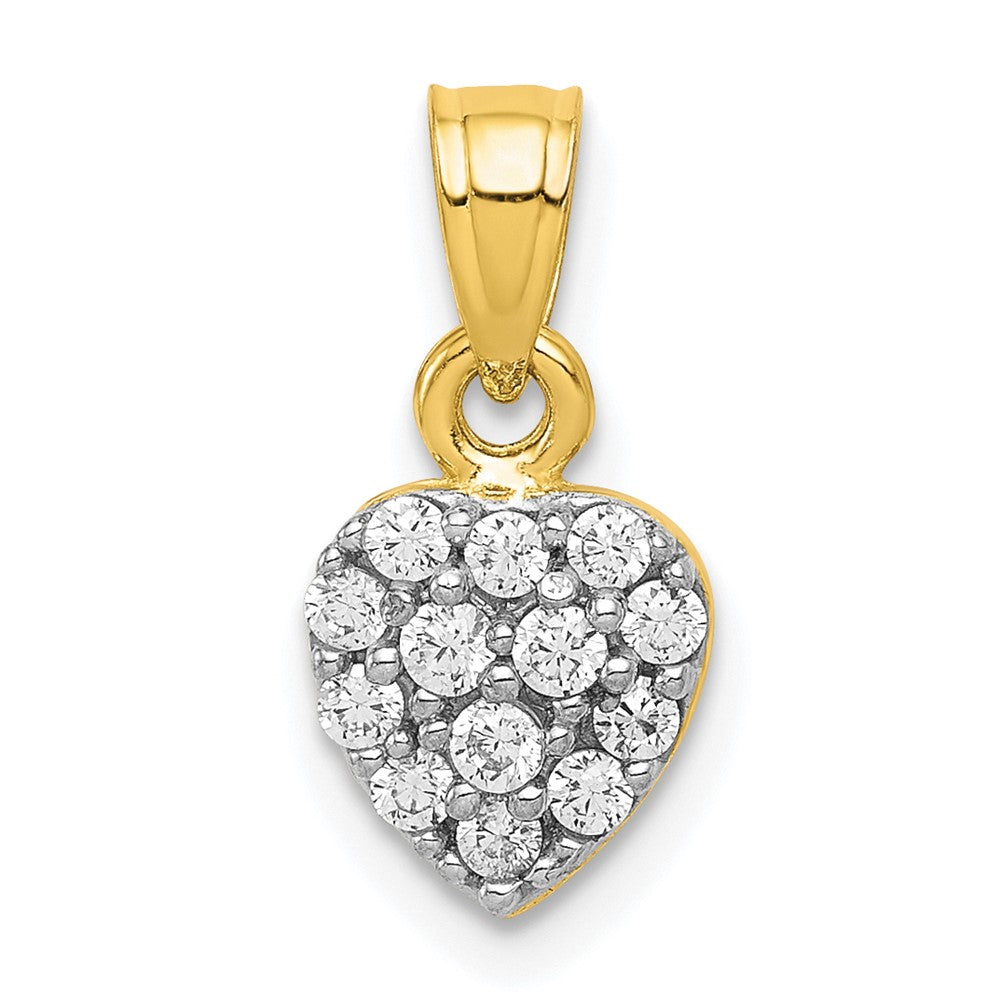 10k Yellow Gold 6 mm CZ Cubic Zirconia Cluster Heart Charm (0.61 grams)