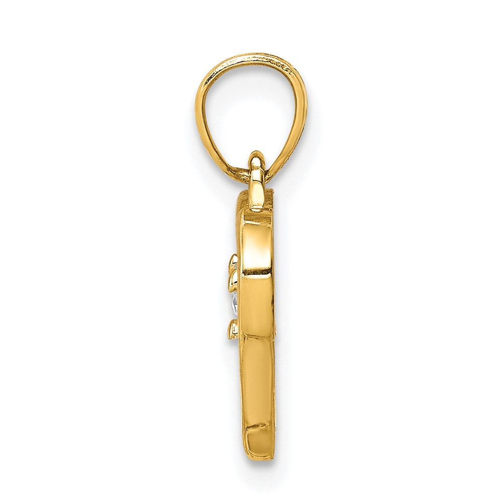 10k Yellow Gold 10 mm CZ Cubic Zirconia Heart Charm (0.75 grams)