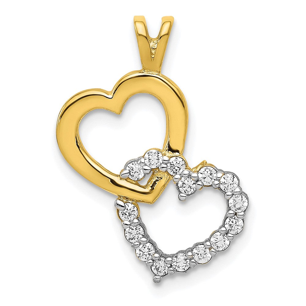 10k Yellow Gold 15 mm CZ Cubic Zirconia Heart Pendant (0.93 grams)