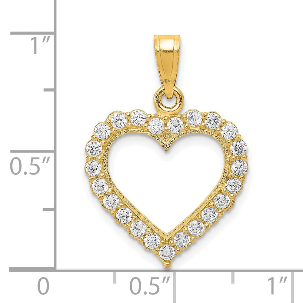 10k Yellow Gold 25 mm CZ Cubic Zirconia Heart Pendant (1.1 grams)
