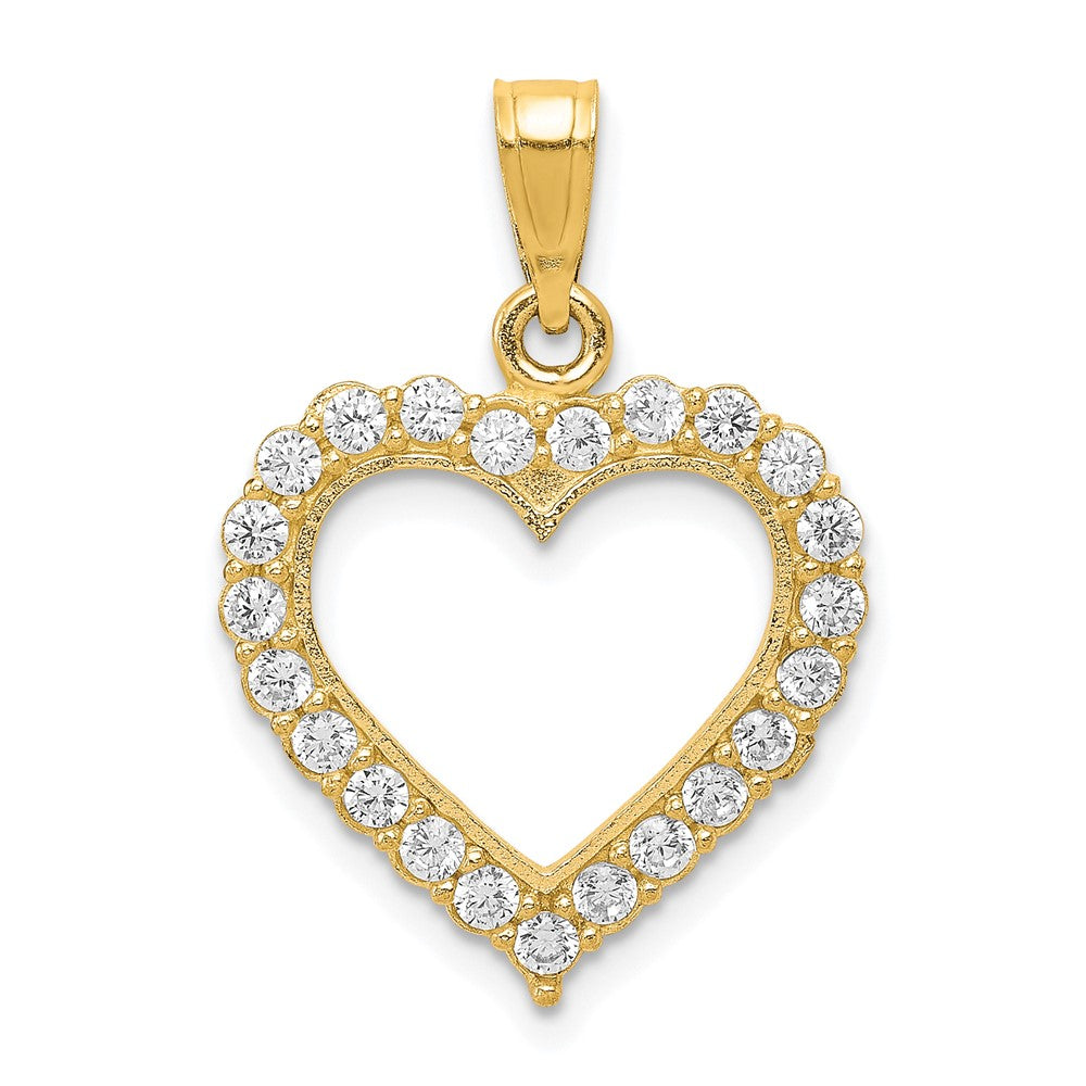 10k Yellow Gold 25 mm CZ Cubic Zirconia Heart Pendant (1.1 grams)