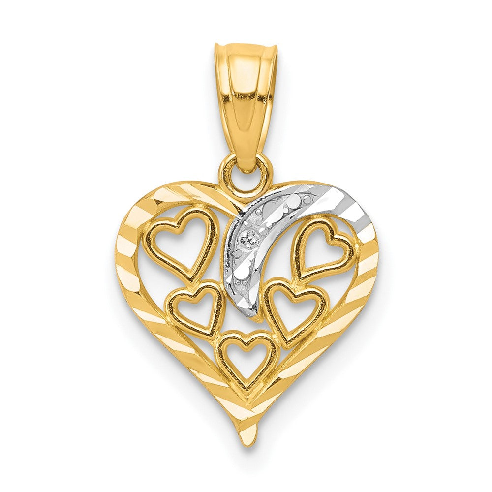 10k Yellow w/Rhodium 16 mm Heart Charm (0.41 grams)