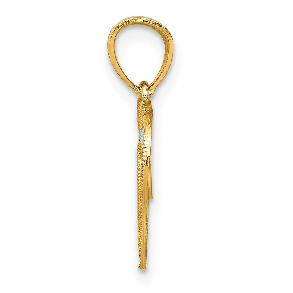 10k Yellow w/Rhodium 12 mm Heart Charm (0.45 grams)