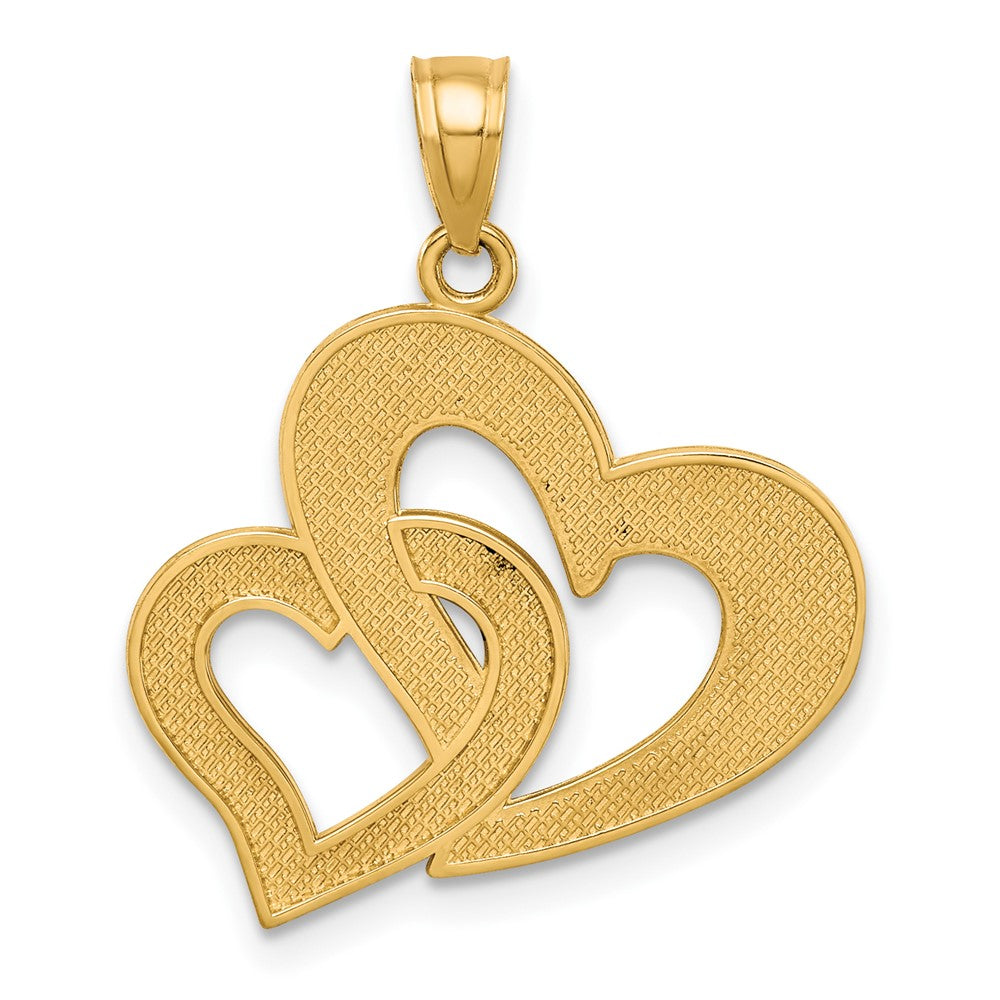 10k Yellow w/Rhodium 21 mm Double Heart Pendant (1.32 grams)