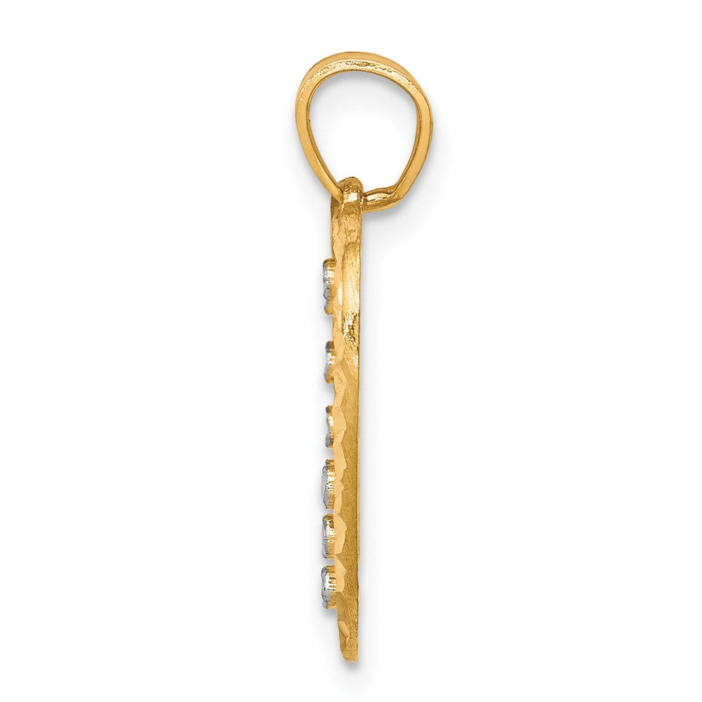 10k Yellow w/Rhodium 15 mm Heart Charm (0.87 grams)