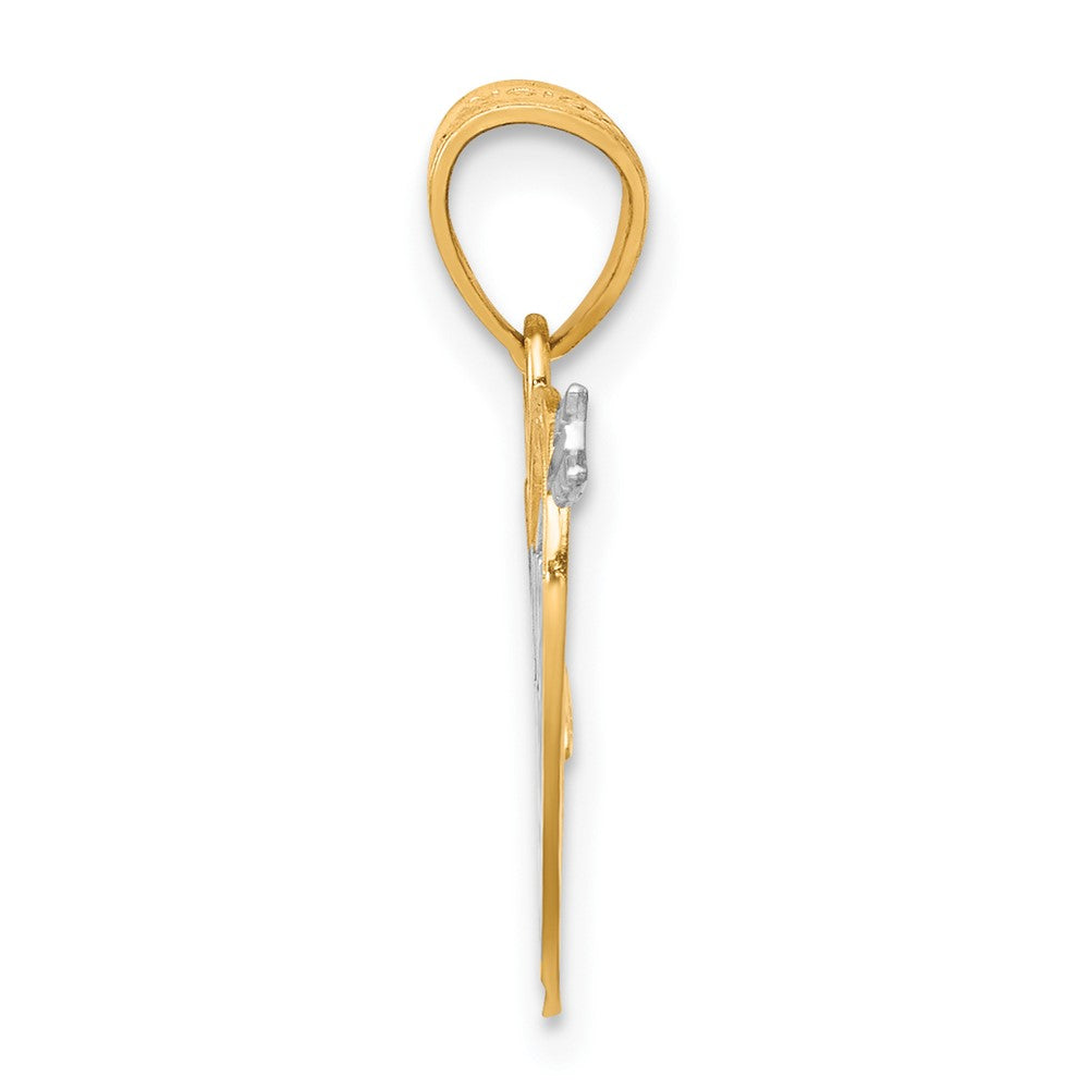 10k Yellow w/Rhodium 13 mm I LOVE YOU Heart Charm (0.58 grams)