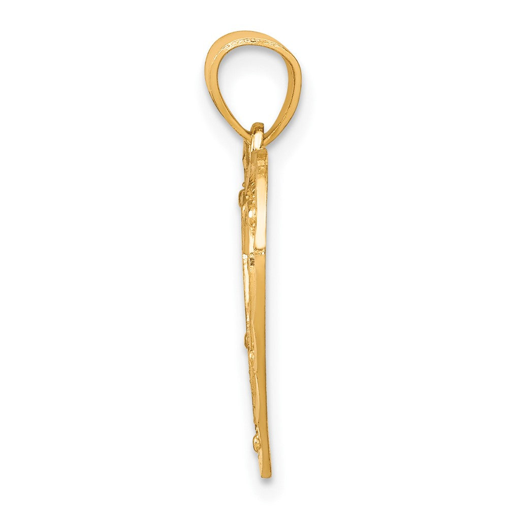 10k Yellow w/Rhodium 16 mm MOM Heart Charm (0.85 grams)