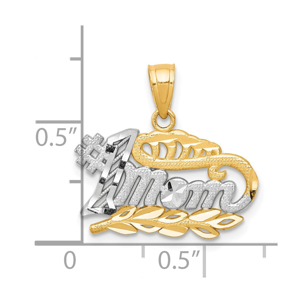 10k Yellow w/Rhodium 20 mm #1 MOM Charm (0.72 grams)