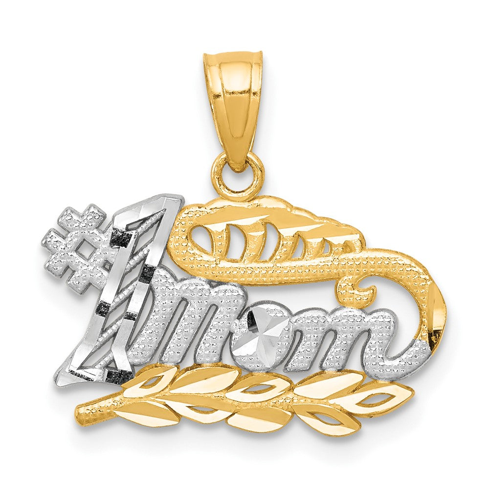 10k Yellow w/Rhodium 20 mm #1 MOM Charm (0.72 grams)