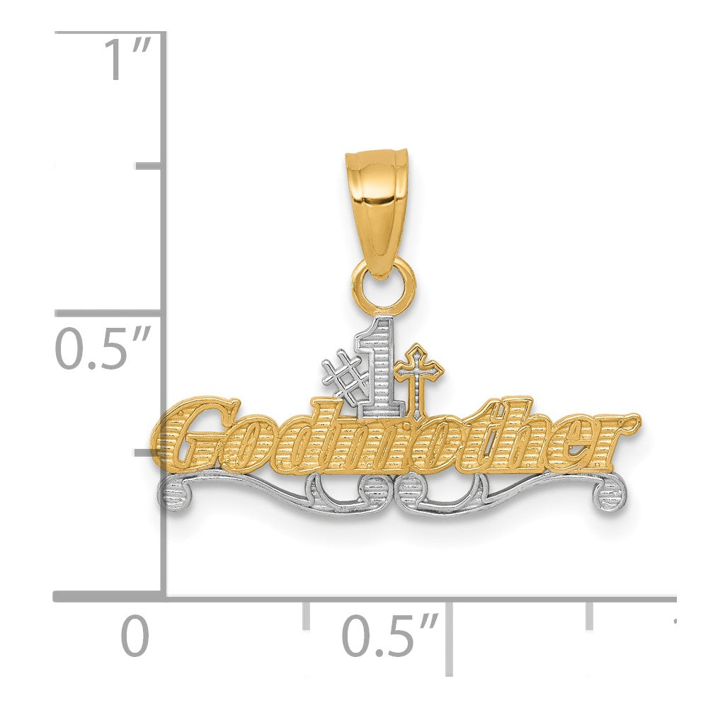10k Yellow w/Rhodium 22 mm #1 GODMOTHER Charm (0.7 grams)