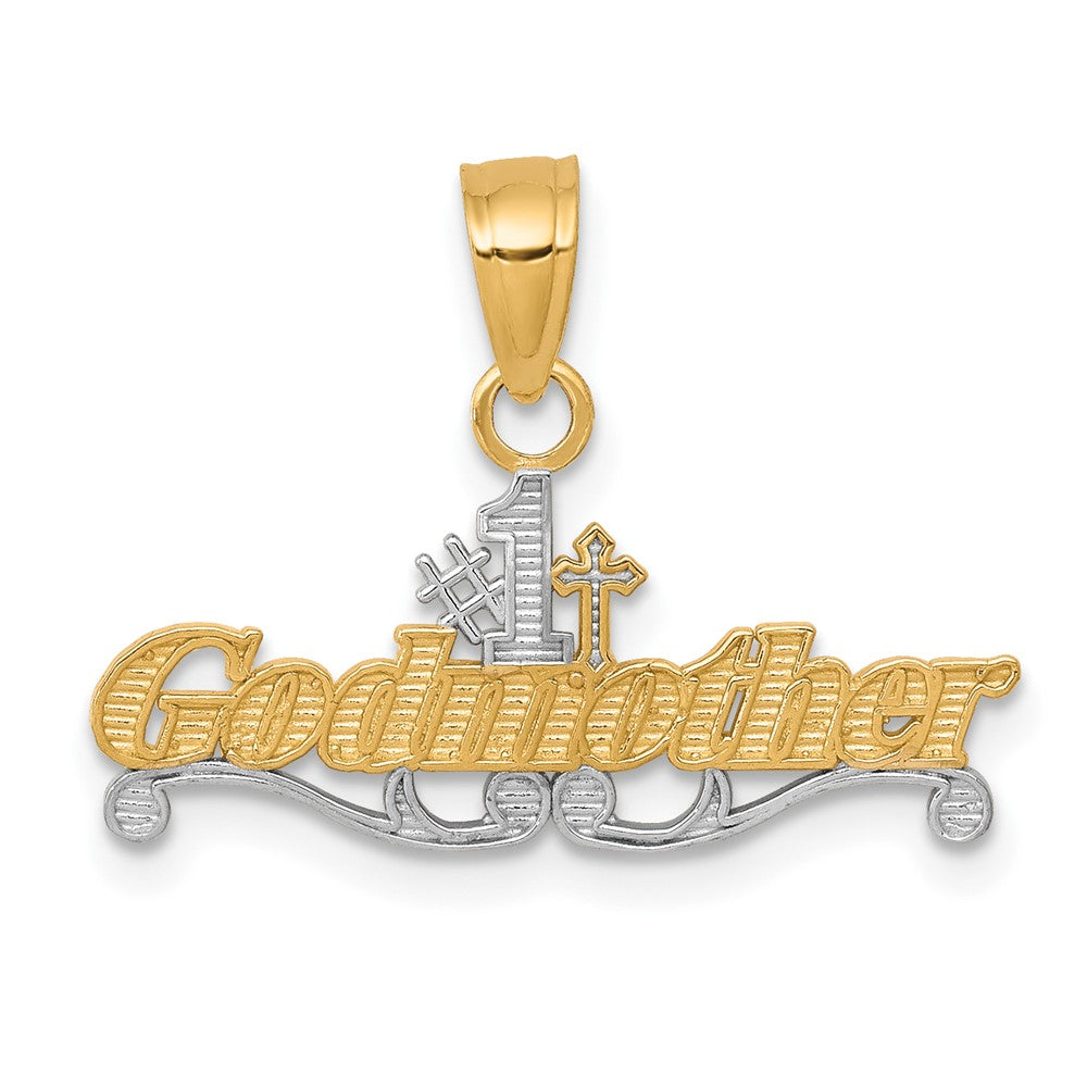 10k Yellow w/Rhodium 22 mm #1 GODMOTHER Charm (0.7 grams)