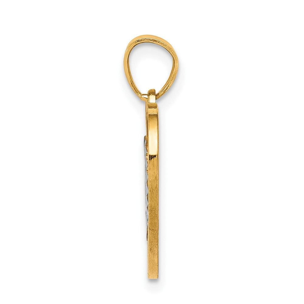 10k Two-tone 16 mm 15 Heart Pendant (1.13 grams)