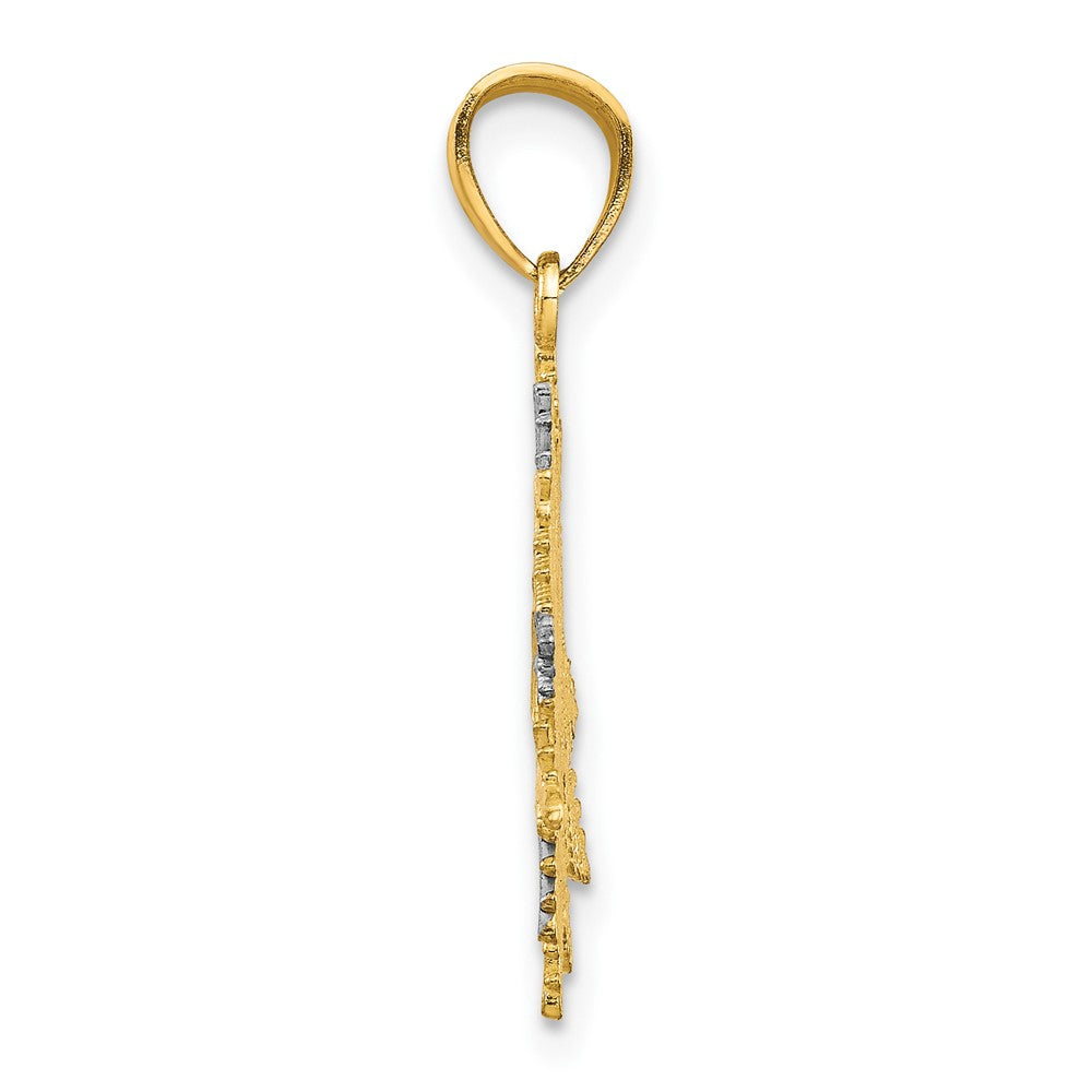 10k Yellow w/Rhodium 16 mm Snowflake Charm (0.63 grams)