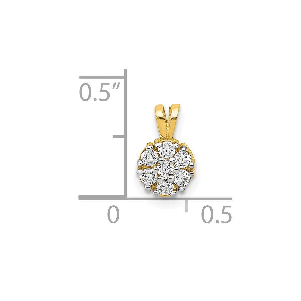 10k Yellow Gold 7 mm Small CZ Cubic Zirconia Flower Charm (0.45 grams)