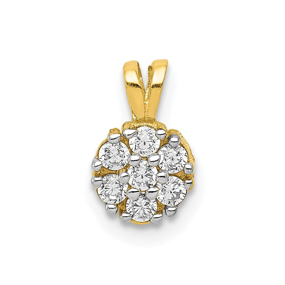 10k Yellow Gold 7 mm Small CZ Cubic Zirconia Flower Charm (0.45 grams)