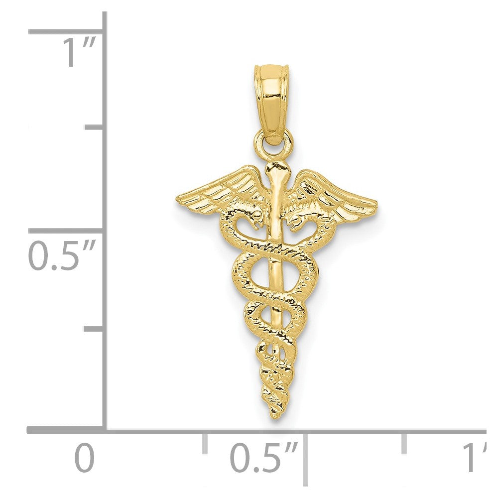 10k Yellow Gold 12.5 mm Caduceus Pendant (0.59 grams)