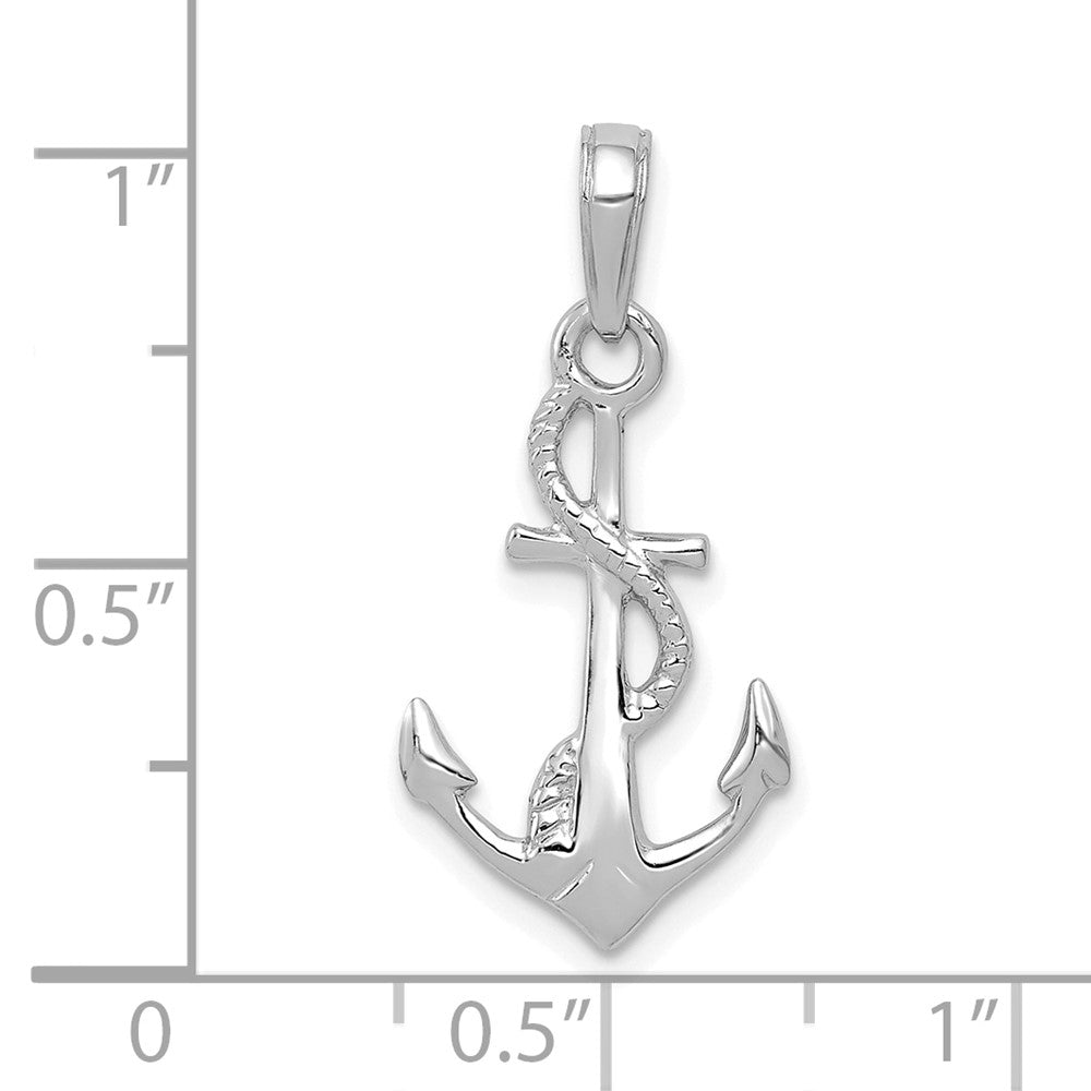 10k White Gold 13.15 mm Solid Polished 3-D Anchor Pendant (1.01 grams)