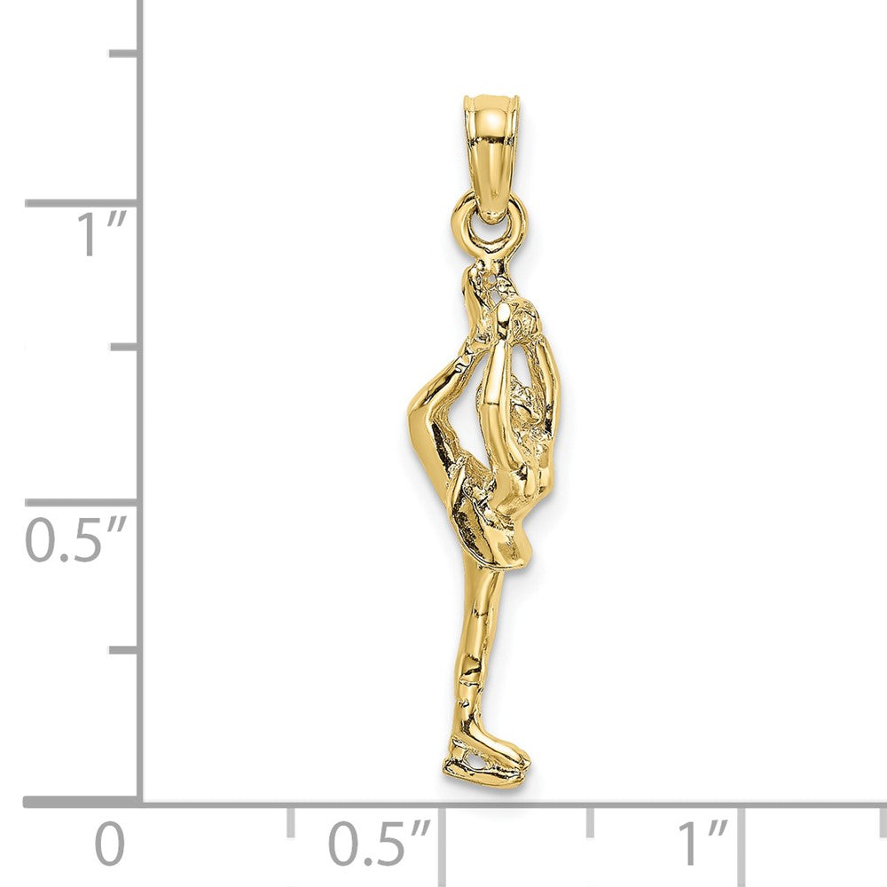 10k Yellow Gold 6 mm Solid Polished 3-D Figure Skater Charm (1.05 grams)