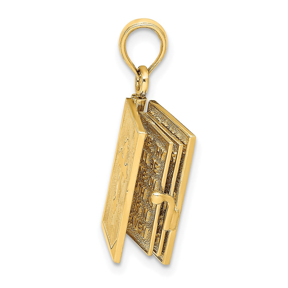 10k Yellow Gold 11 mm 3D Lords Prayer Bible Pendant (3.44 grams)