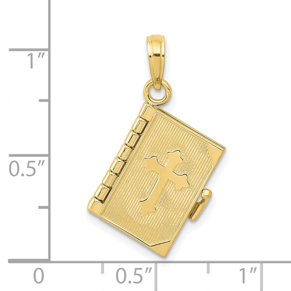 10k Yellow Gold 11 mm 3D Lords Prayer Bible Pendant (3.44 grams)