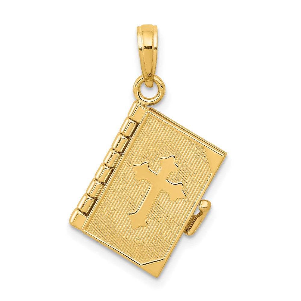 10k Yellow Gold 11 mm 3D Lords Prayer Bible Pendant (3.44 grams)