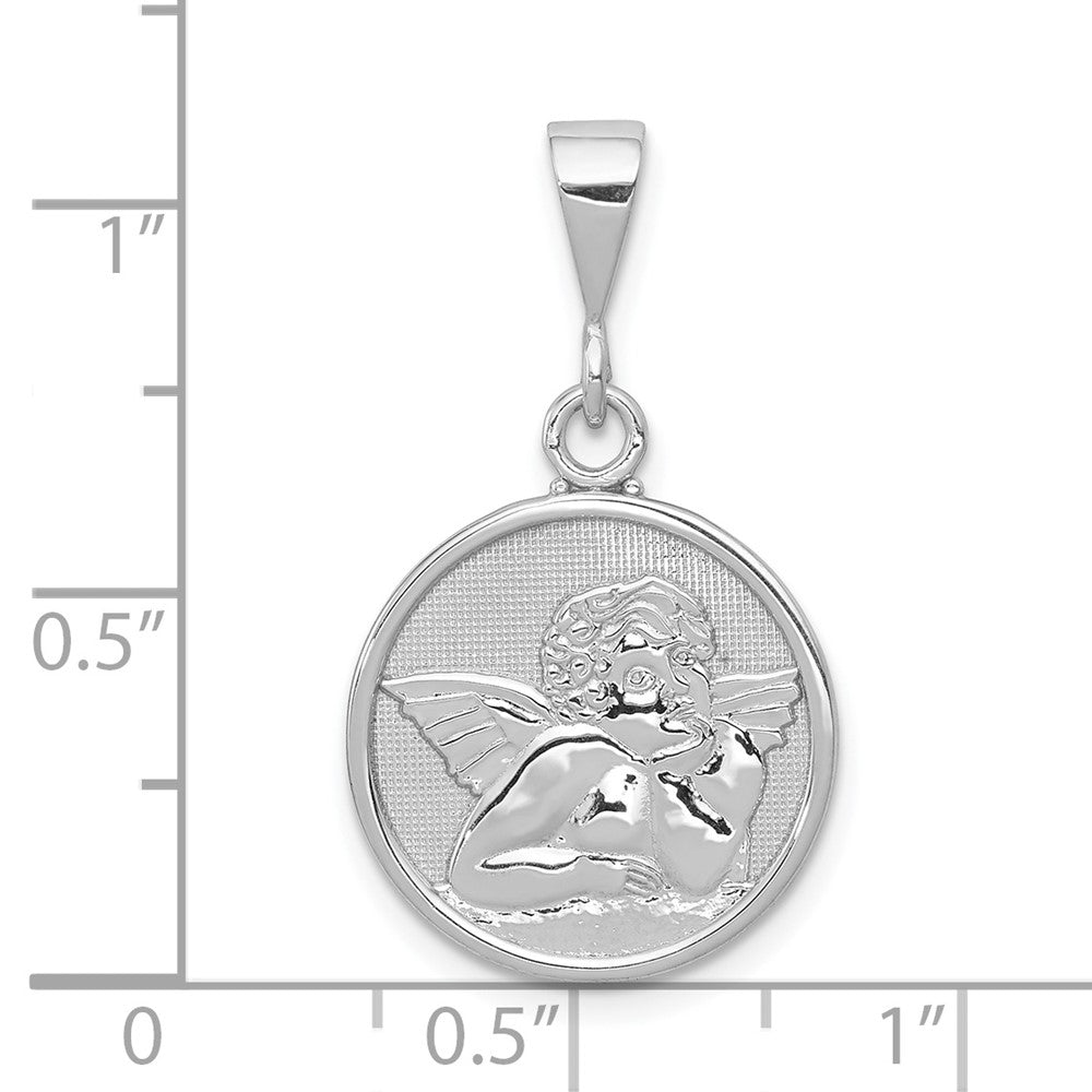 10k White Gold 16 mm Polished & Satin Angel Pendant (1.27 grams)