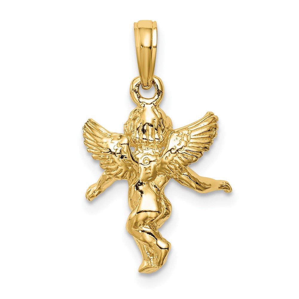 10k Yellow Gold 14 mm 3D Polished Solid Angel Pendant (1.83 grams)