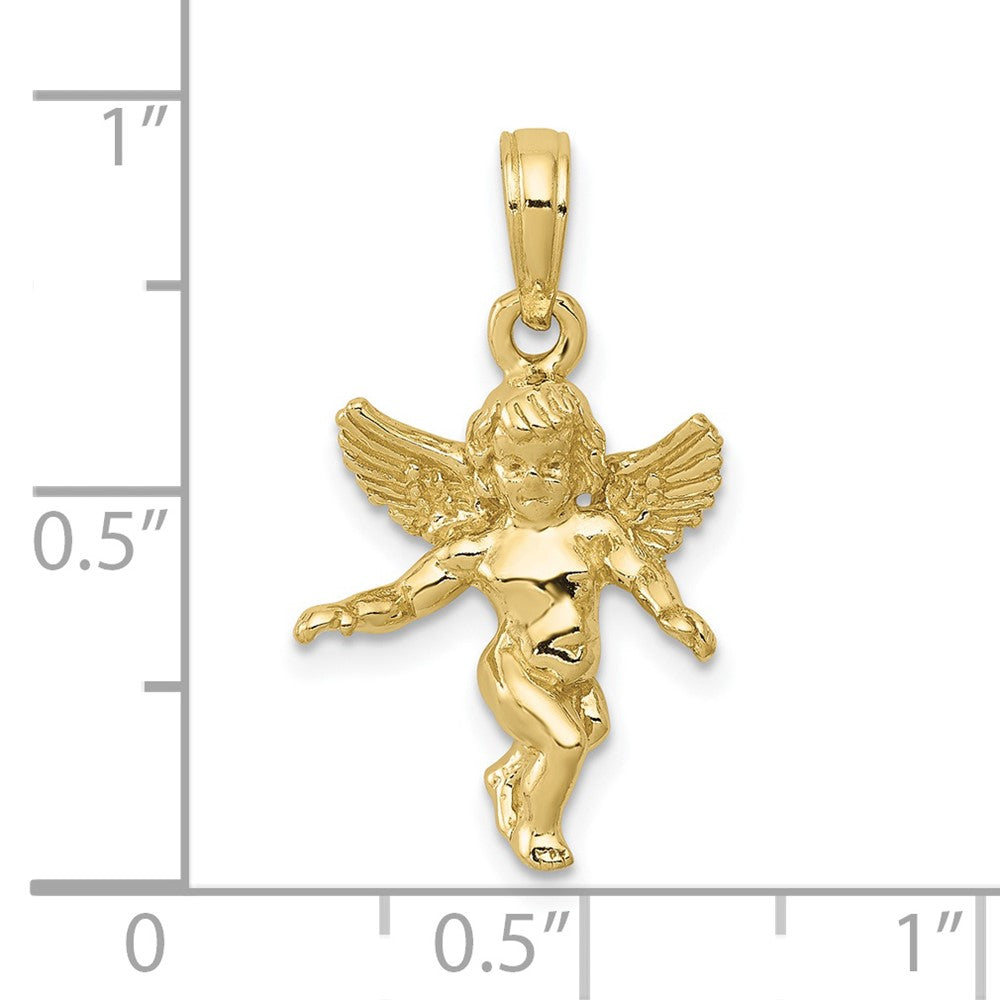10k Yellow Gold 14 mm 3D Polished Solid Angel Pendant (1.83 grams)
