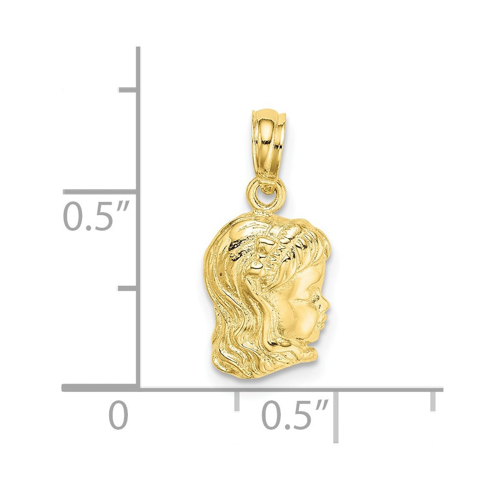 10k Yellow Gold 8.7 mm Girl Head Charm (1.04 grams)