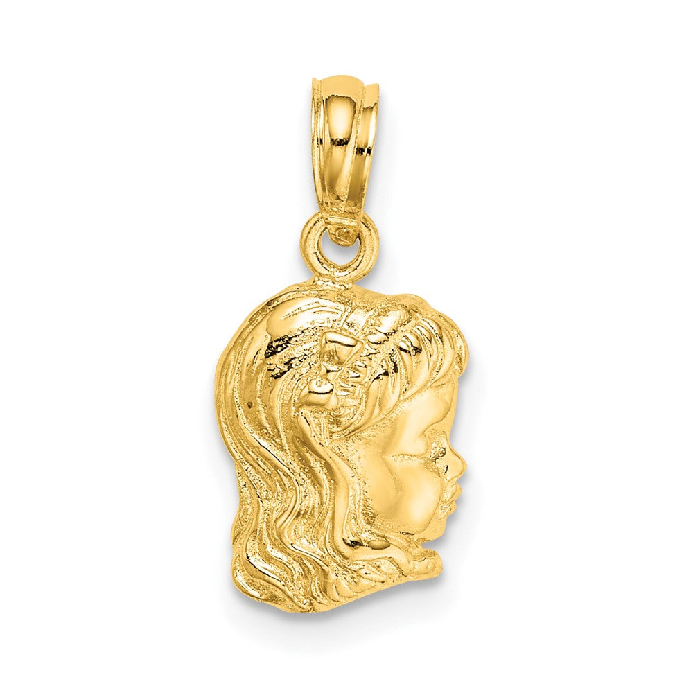 10k Yellow Gold 8.7 mm Girl Head Charm (1.04 grams)